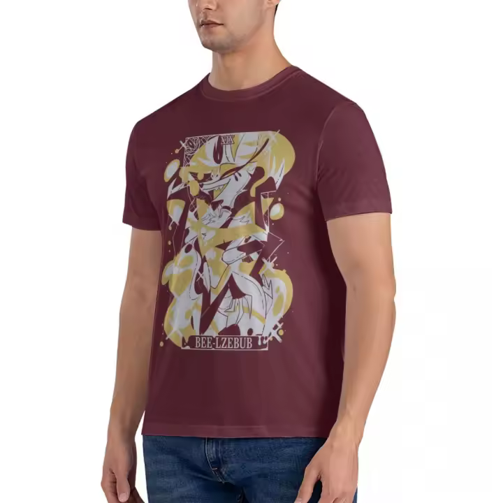 Camiseta De Cuello Redondo Para Hombre Bee-Lzebub Helluvaboss Talla Grande Tejido De Algodón Transpirable Y Absorbente De Sudor Ropa Casual Para Todo El Año - 1