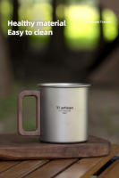 Taza De Café De Titanio Puro Tiartisan Para Exteriores Con Mango De Nogal Mate Antideslizante Y Anti-escaldón Capacidades De 300ml Y 450ml Para Camping - details 7