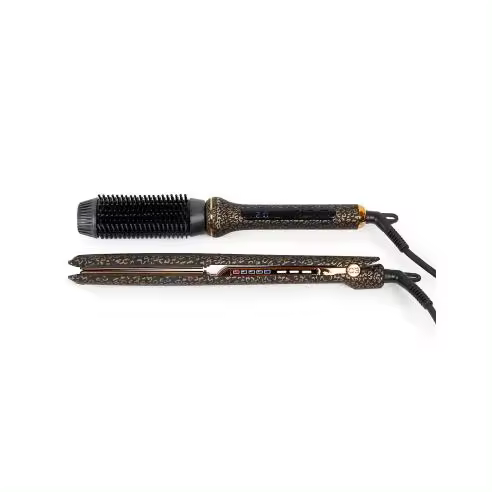 PACK CORIOLISS PLANCHA CABELLO C3 + HOT BRUSH GOLD LEOPARD - 1