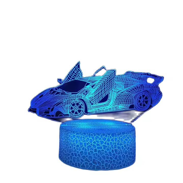 Lámpara De Noche En Forma De Coche Con Ilusión 3D LED Para Niños 16 Colores Con Control Remoto Decoración Para Dormitorio Regalo De Navidad Y Cumpleaños - 1