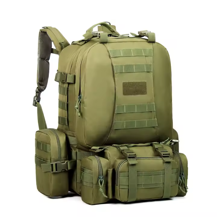 Mochila táctica de camuflaje con combinaciones de colores y hebillas, ideal para acampada, con gran capacidad y fabricada en tejido Oxford de senderismo. - 1