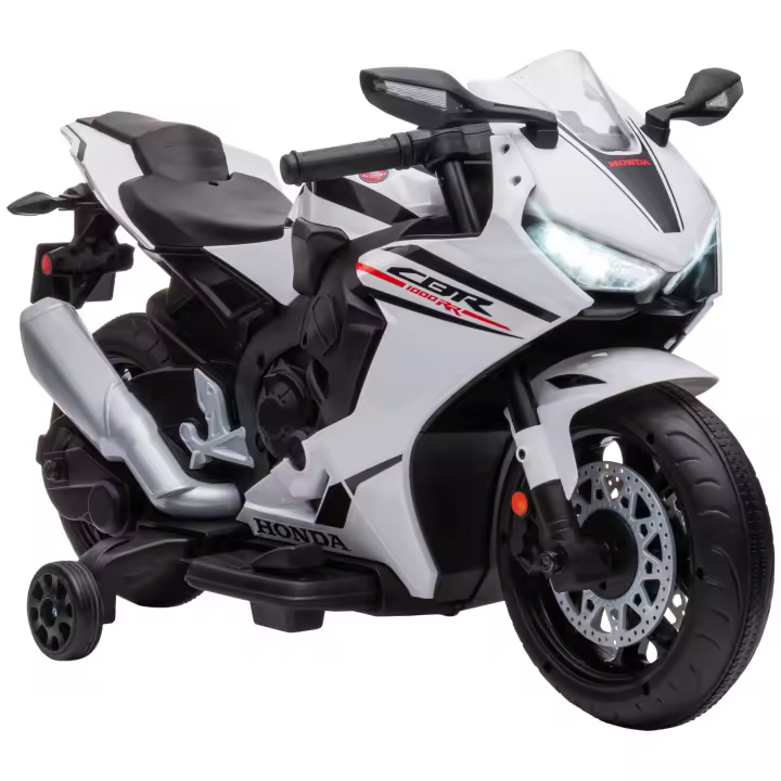HOMCOM Moto Eléctrica con Licencia Honda para Niños de 3-5 Años Moto a Batería 6V con Faro Bocina Música y Ruedas Auxiliares Extraíbles Carga 30 kg 90x44x52 cm - 1