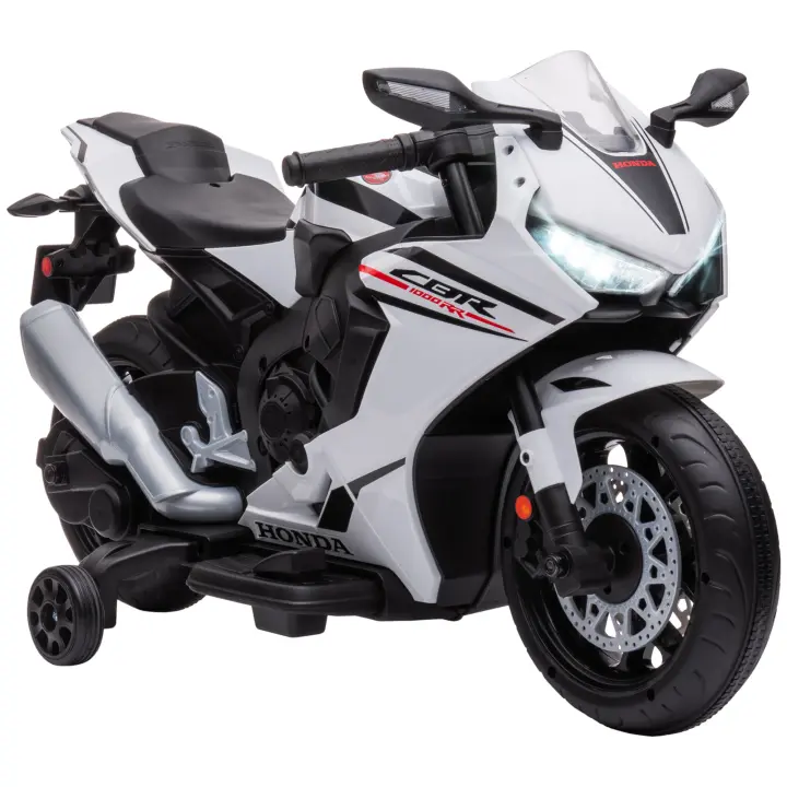 HOMCOM Moto Eléctrica con Licencia Honda para Niños de 3-5 Años Moto a Batería 6V con Faro Bocina Música y Ruedas Auxiliares Extraíbles Carga 30 kg 90x44x52 cm - 1
