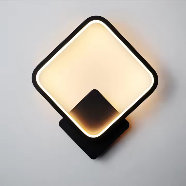 Aplique de pared LED regulable, 3 temperaturas de color, RA≥85 17W Aplique de pared cuadrado para interior, negro. - 1