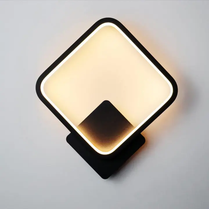 Aplique de pared LED regulable, 3 temperaturas de color, RA≥85 17W Aplique de pared cuadrado para interior, negro. - 1