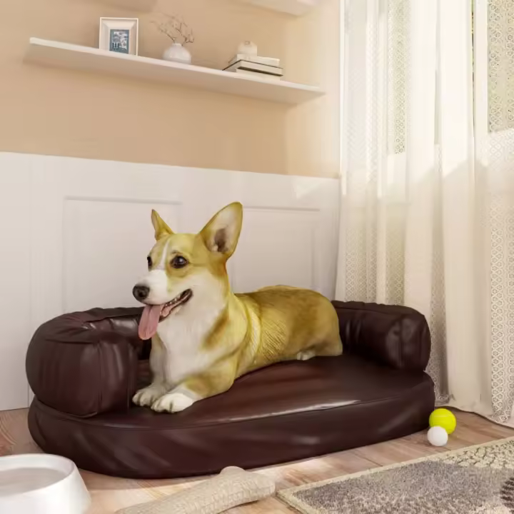 Cama para Perros de espuma de cuero syntético Marron 75x53 cm - 1