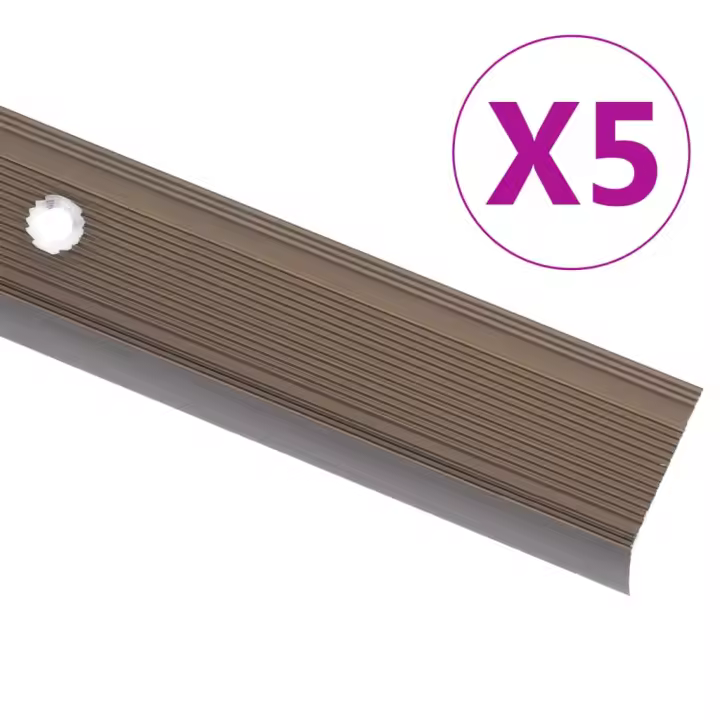 vidaXL Perfiles de peldaños forma de L 5uds aluminio marrón 100 cm - 1