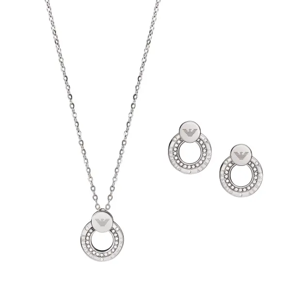 Emporio Armani Conjunto de collar y pendientes de acero inoxidable EGS3057SET - 1