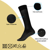 Geshop 6 Pares Medias Hasta la Rodilla Lycra con Plantilla Algodón 20D Denier Anti presión para mujeres  Calcetines Altos Lycra Anti presión  Color Negro, Carne - details 1