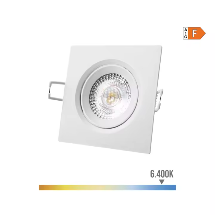 DOWNLIGHT LED EMPOTRABLE CUADRADO 5W 6400K LUZ FRIA COLOR BLANCO 9x9cm EDM - 1