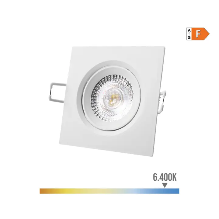 DOWNLIGHT LED EMPOTRABLE CUADRADO 5W 6400K LUZ FRIA COLOR BLANCO 9x9cm EDM - 1