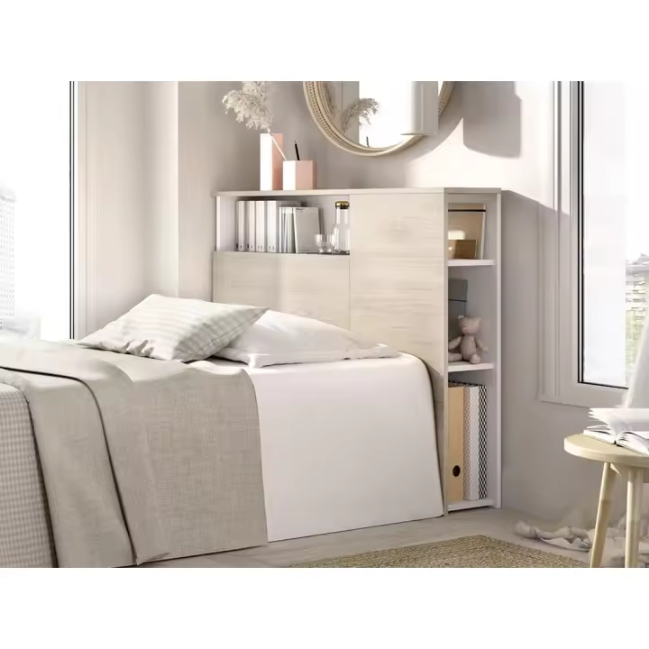 Vente-unique - Cabecero de cama 90 cm - Color: Natural y blanco - LEANDRE - 1
