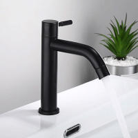 Grifo De Baño De Acero Inoxidable RETHME Negro/Barrido Agua Fría Individual Instalación Montada En La Mesa Cerámica Como Material Del Válvula - details 6