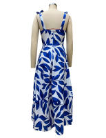 BAMBOOBOY Vestido Largo De Verano Para Mujer Con Estampado De Encaje Spaghetti Strap V-Neck Sundress De Playa Vestido De Fiesta De Poliéster Con Estiramiento Ligero - details 11