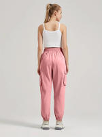 Women's Casual Workwear Sweatpants High-Waisted Loose Fit Solid Color with Belt And Pockets mid Waist Ankle-Length Polyester - details 3