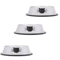 3 piezas Cat Food Bowl, tazón de fuente de gato antideslizante de acero inoxidable, - details 0