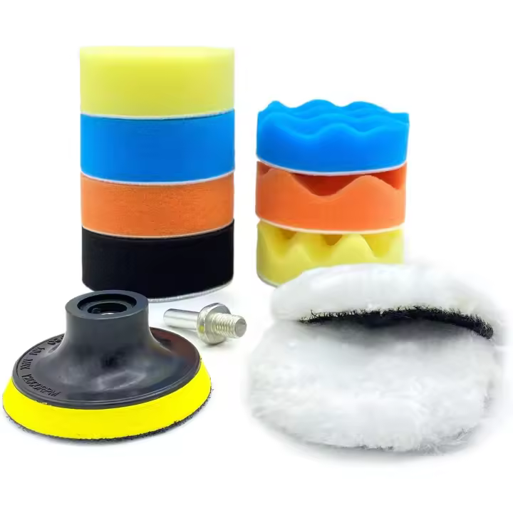 ZCENTER Esponja de Pulido para automóvil de 11 Piezas, adaptador accesorio taladro Pulidora Lana Kit pulir Para el Coche Encerado Lijado (3 Pulgadas) - 1