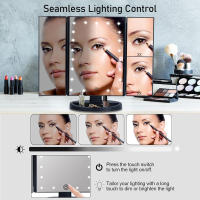 Espejo De Maquillaje Plegable LED Con Iluminación Naturaleza Día Tríptico 1x/2x/3x Magnificación Blanco Para Vestíbulo Y Baño - details 0