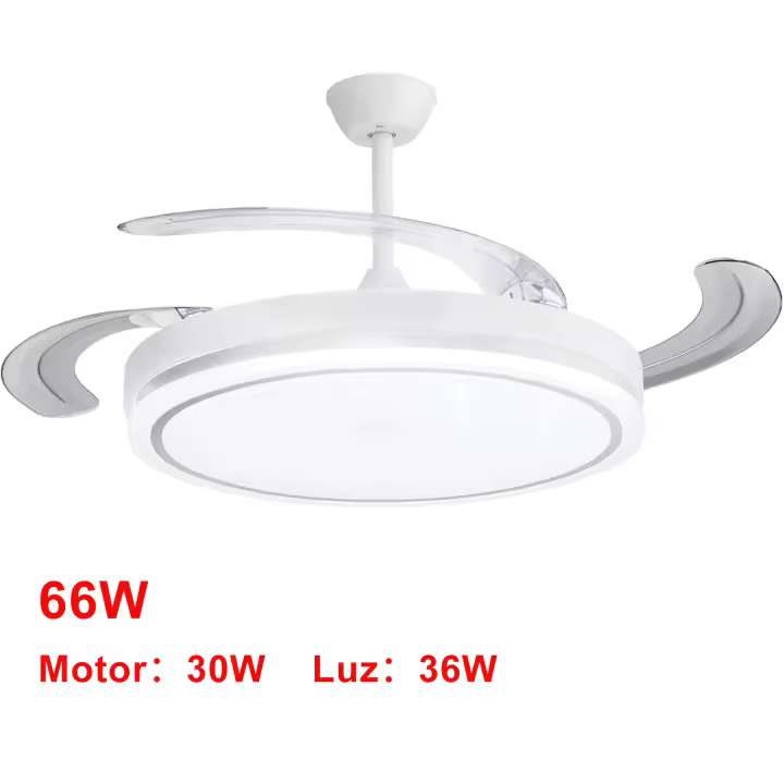 Ventilador de Techo Retráctil con Luz LED 72W CCT Regulable, Motor DC Silencioso de 6 Velocidades, Control Remoto, Ø1070mm – Ventilador de Techo Moderno para Salón, Dormitorio, Oficina ostark-LEDUNI - 1