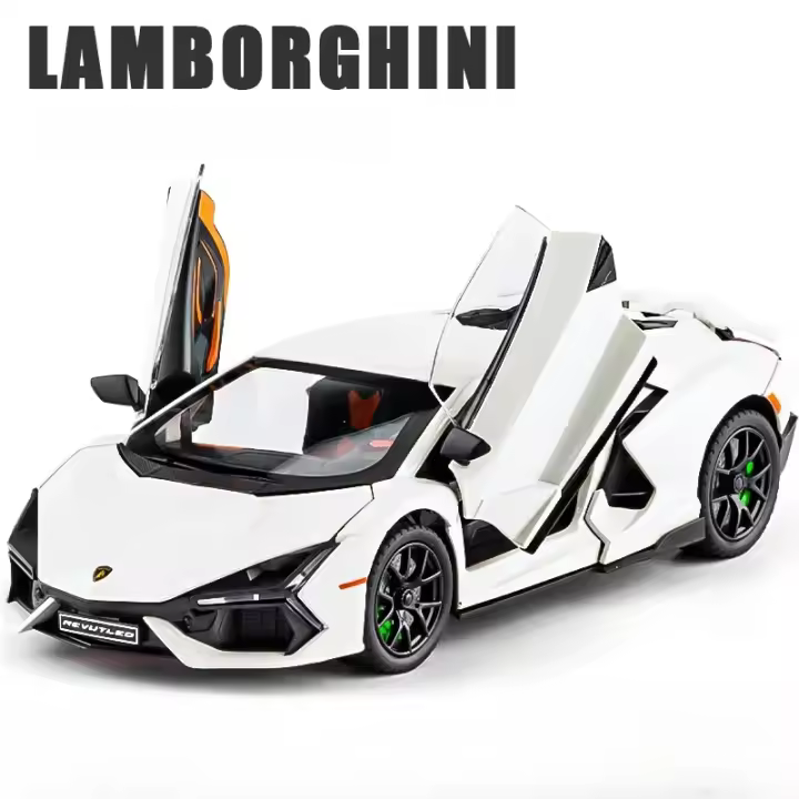 Lamborghini Revuelto Super Coche De Juguete Para Niños Modelo a Escala 1:24 Con Sonido Y Luz Vehículo Diecast Colección Miniatura Metal - 1