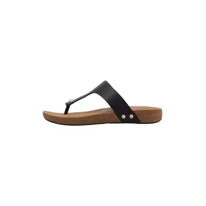 Fitflop IQUSHION LEATHER TOE Sandalias Planas Mujer Negro - 1
