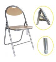 MIRAMAX-Silla plegable metálica con asiento y respaldo de madera,conteras antideslizantes, reposapiés,para jardín,hogar,cocina  44,5 x 46 x 81cm - details 2