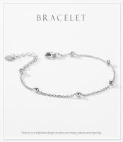 Zenyth-Pulsera de cuentes de Plata 925 para Mujer, temperamento simple y fresco, Cadena de pulsera de Plata Lisa, joyería de mano de estilo frío INS, - details 0