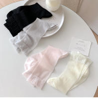 Calcetines Para Mujer Verano Color Sólido Ultradelgados Moda Malla Transpirables Suaves Estilo Coreano Largo Simple - details 6