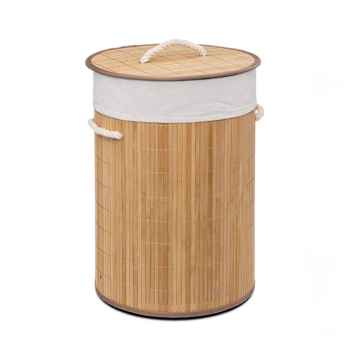 Cesto Para Ropa Sucia, Cubo con Tapa y Asas, Bolsa Lavable Extraíble, Cesta de Bambú Para Ropa - 1