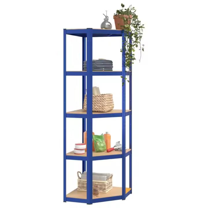 vidaXL Estantería de Esquina 5 Niveles Madera y Acero Mueble Color Antracita,  Azul,  Plateado y mas - 1