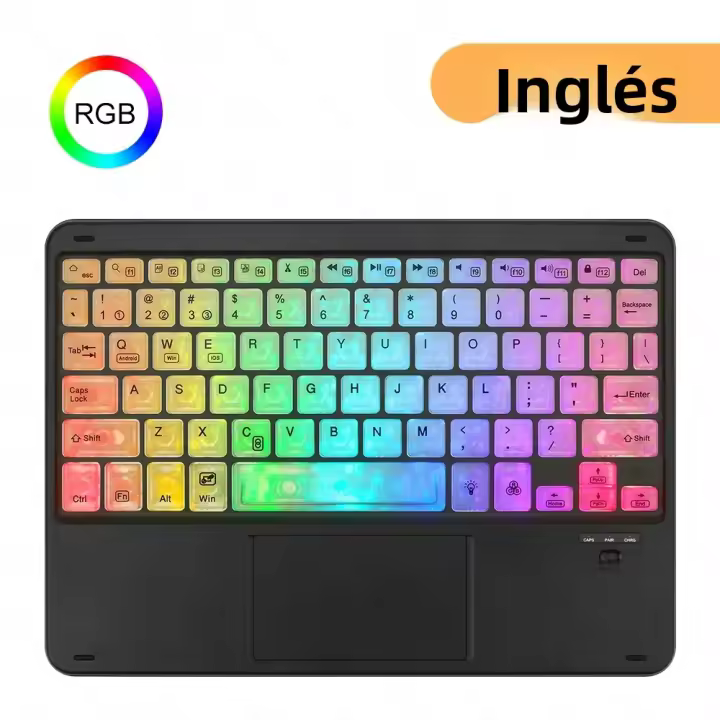 Teclado Inalámbrico Bluetooth Con Retroiluminación RGB Y Touchpad Para iPad IOS Android Windows Teclas Transparentes GOOJODOQ - 1