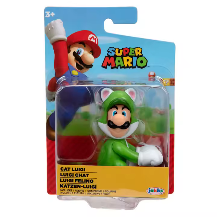 Figura Luigi Felino Super Mario Nintendo 6,5cm. Figura coleccionable con acabados detallados. Perfecta para fans y coleccionistas de ediciones especiales. - 1