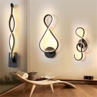 Lámpara De Pared Minimalista Moderna Para Sala De Estar Y Dormitorio Luz LED Interior Blanca Negra Decoración De Pasillo Iluminación AC90V-260V - details 0