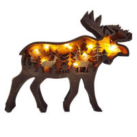 Wolf Totem Decorativo De Madera Vacío Navidad Animal Creatividad Adorno De Escritorio Para Coche Decoración LED Para Sala De Estar - details 2