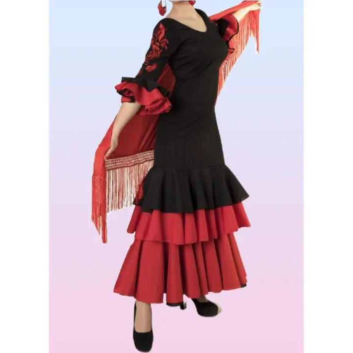 Traje flamenco con bordados en mangas 3/4 anuka - 1