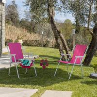 ARISE SHOP-Silla de playa plegable, estructura metálica blanca y asiento de tela, ligera y resistente, máx. 100 kg, jardín, pesca, camping, 75 x 52 x 44 cm, color azul,verde limon,fucsia - details 5