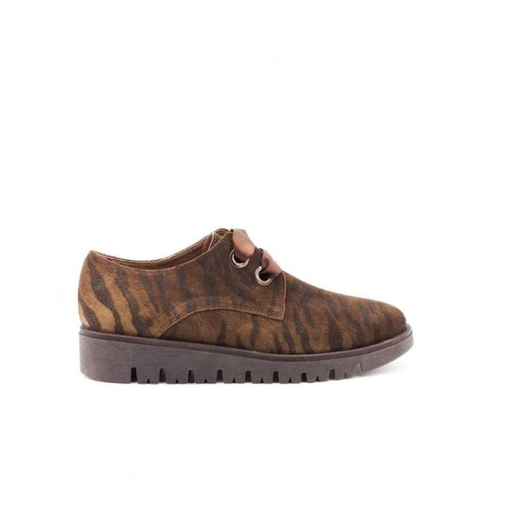 Masaltos Indira. Blucher Cómodo Mujer Piel Estampada Animal Print - Transpirable y Absorbente