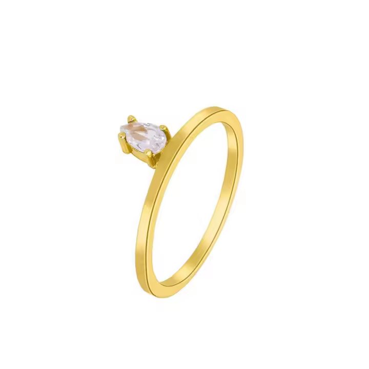 Marea Anillo de Plata de Ley Bañada en Oro 18k con Circonita - Diseño Moderno - 1