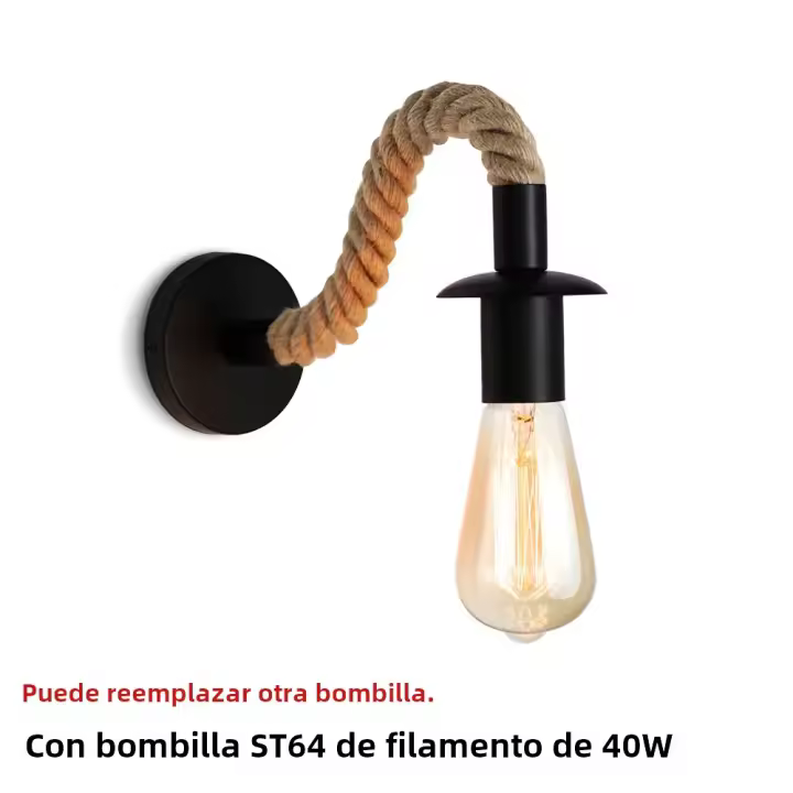Lámpara De Pared Retro En Madera Vintage E27 Iluminación Para Decoración Interior Del Hogar Sala De Estar Dormitorio Lámpara De Noche - 1