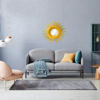 Espejo Redondo En Forma De Sol Colgante Dorado Boho Vintage Decoración Para Pared Sala De Estar Baño Adornos De Fondo - details 3