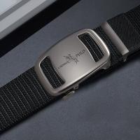 Cinturón De Lona Negra Para Hombre Con Hebilla Automática Estilo Casual De Marca Calidad Superior Para Jeans Y Ropa Casual - details 3