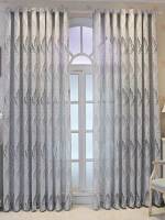 Cortinas Europeas De Estilo Con Bordado Blanco Gris Transparente Para Dormitorio Y Sala De Estar Grommet Top 100% Poliéster - details 4