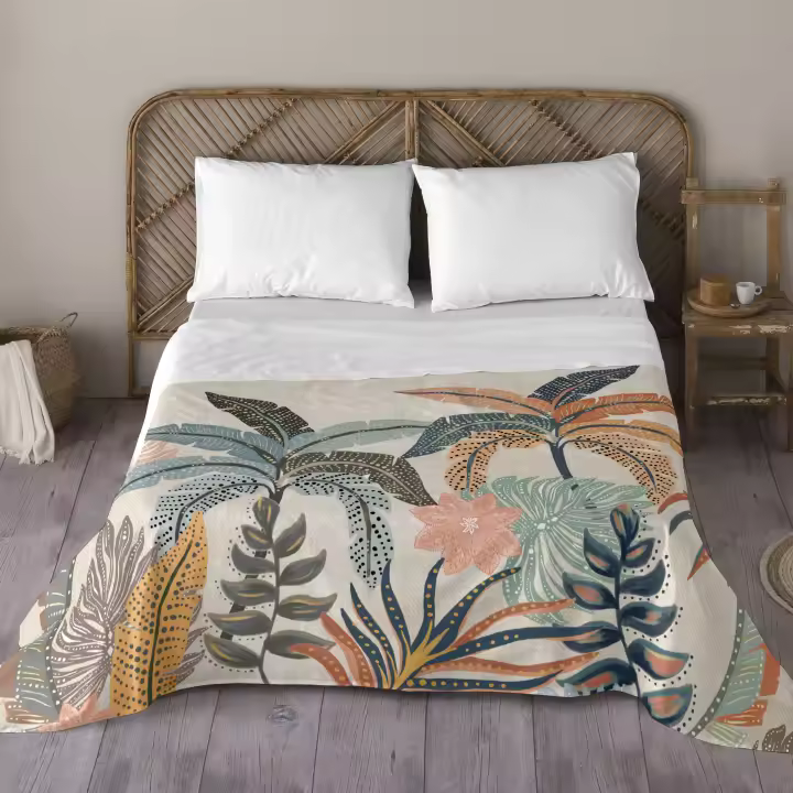 NATURALS - Juego de Sabanas Estampado - 100% Algodón Extra Suave - Incluye  Sábana Encimera + Funda/s de Almohada + Sabana Bajera - Fabricado en España - Modelos Florales - Cama 90/135/150/180 - 1