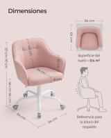 Study Chair, Swivel Chair, Adjustable Height, Load 110 kg, Steel Frame, Breathable Cotton-Linen Fabric, for Study, Bedroom, Pink - details 2