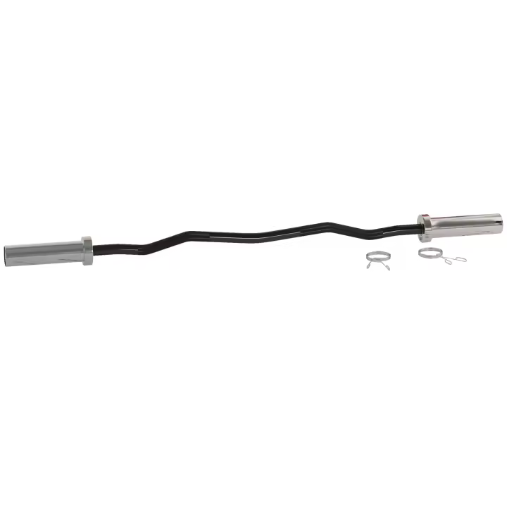 SPORTNOW Barra de Pesas de Acero 120 cm Barra Curl EZ Ø50 mm con 2 Presillas Carga 100 kg Barra Olímpica para los Discos de Ø5 cm Entrenamiento en Gimnasio Casa Negro y Plata - 1