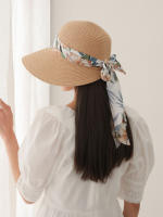 Sombrero De Sol Para Mujer Grande Con Hojas Y Lazo Protección Solar Y Sombra De Vacaciones De Verano Para La Playa - details 9