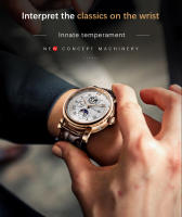 Reloj Mécanico Para Hombre TEVISE 2025 Resistantes Al Agua Con Fase Lunar Cuero De Lujo Automático De Marca Top Reloj De Pulsera - details 16