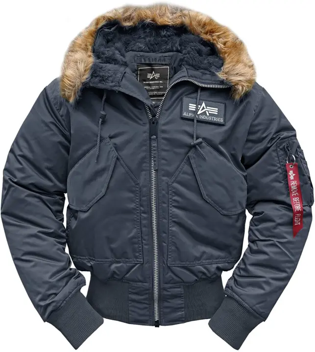 ALPHA INDUSTRIES Alpha Industries Chaqueta de Vuelo 45P con Capucha Rep. Azul - Cálido y Cómodo - 1
