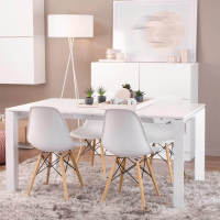 ALLinlife Silla de comedor de estilo moderno ensamblada Silla DSW moderna de mediados de siglo, silla de plástico Shell Lounge para cocina, comedor, dormitorio, sala de estar Juego de 4 sillas laterales - details 1