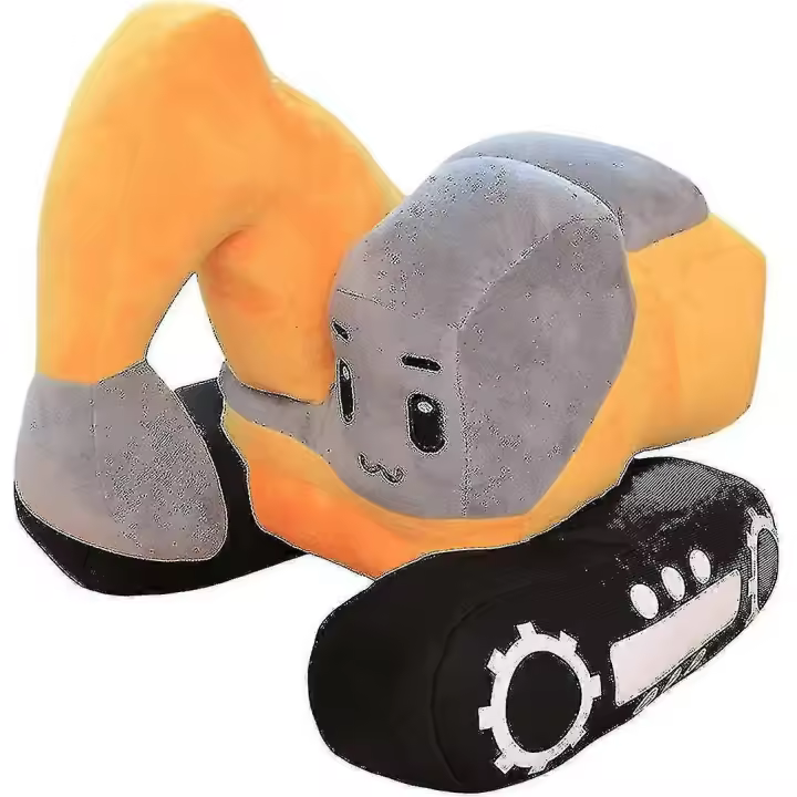 Excavadora de dibujos animados camión de juguete Tiro almohada (Amarillo) - 1